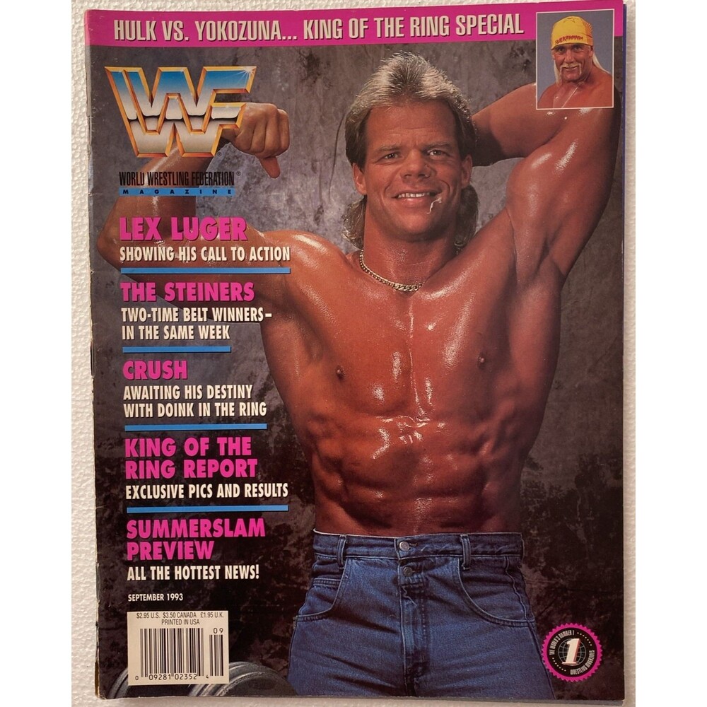 Vintage WWF Magazine Sept 1993 Lex Luger Cover Mortal Kombat Ad SummerSlam WWE